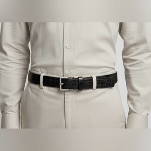 ~New~ LEJON Men’s Italian Cowhide Saddle Leather Men’s Belt Black